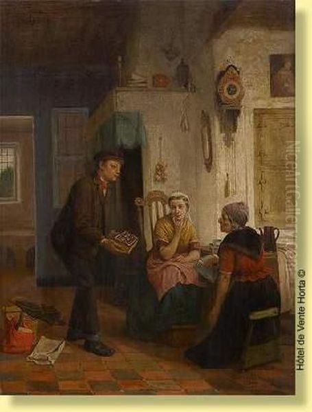 Latentation Du Marchand Ambulant Oil Painting by P. Constantin Boon