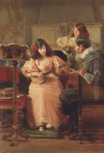 An Attentive Audience Oil Painting by Roman Ribera Cirera