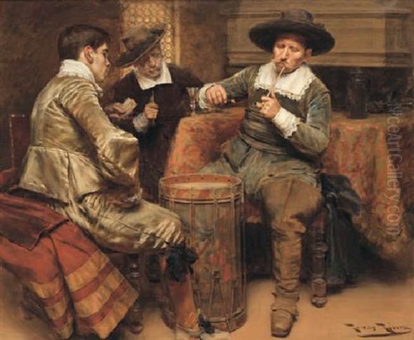 Partida De Cartas Oil Painting by Roman Ribera Cirera