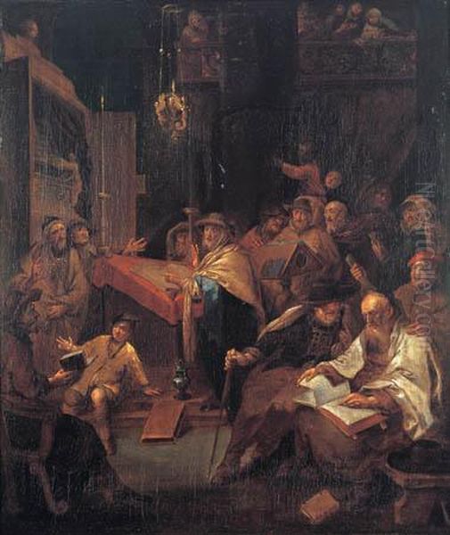 Praying In The Synagogue Oil Painting by Daniel Boone