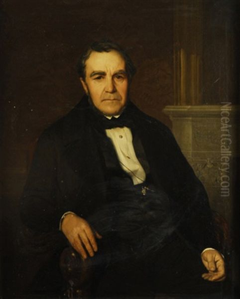 Retrato De Don Gregorio Lopez Mollinedo Sentado Oil Painting by Carlos Luis de Ribera y Fieve