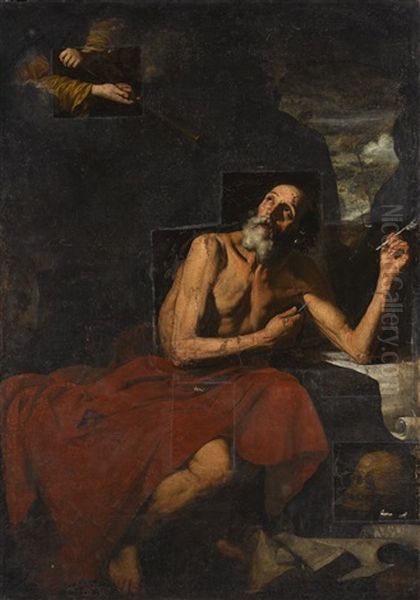 Saint Jerome And The Angel Of The Last Judgement Oil Painting by Jusepe de Ribera