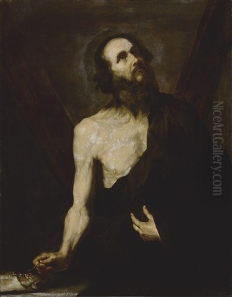 Saint Andrew, Half Length Oil Painting by Jusepe de Ribera