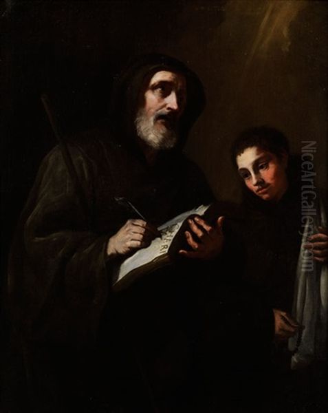 Der Heilige Francesco Di Paola In Begleitung Eines Jungen Bruders Oil Painting by Jusepe de Ribera