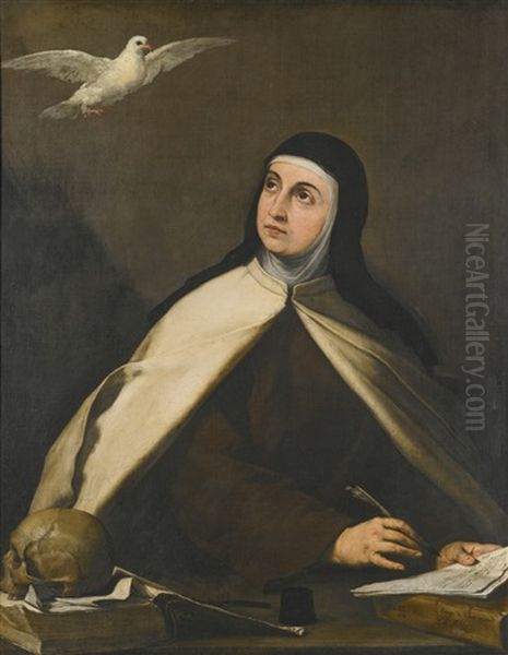 Saint Teresa Of Avila (1515-82) Oil Painting by Jusepe de Ribera