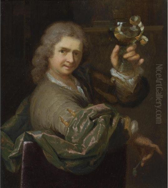 Portrait Of A Young Man Holding A Pipe And A Roemer With Ahalf-peeled Lemon Oil Painting by Arnold Boonen