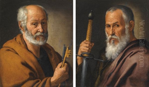 Saint Peter (+ Saint Paul; Pair) Oil Painting by Jusepe de Ribera