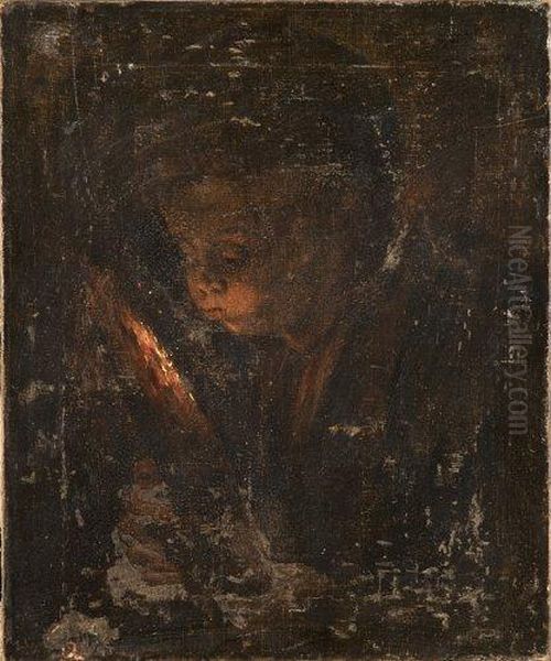 Enfant Soufflant Sur Des Braises Oil Painting by Arnold Boonen