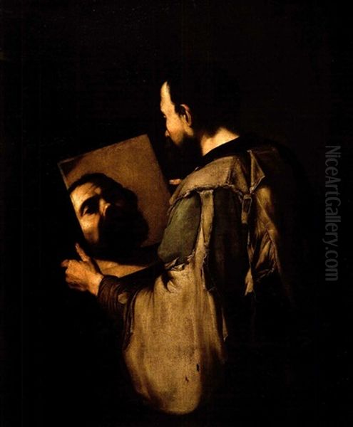 Philosoph Mit Spiegel Oil Painting by Jusepe de Ribera