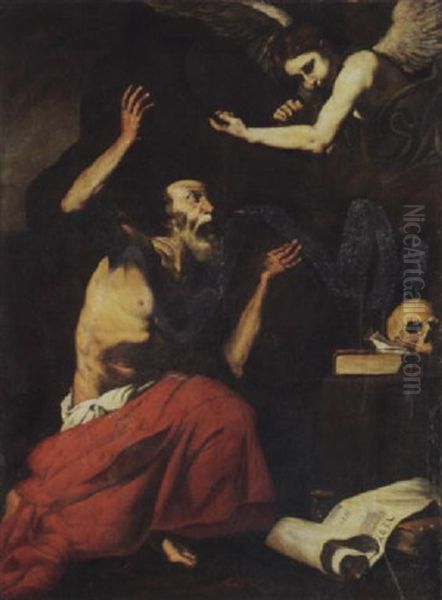 Der Heilige Hieronymus Und Der Engel Des Jungsten Gerichts Oil Painting by Jusepe de Ribera