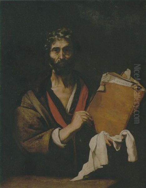 A Greek Philosopher Holding A Book Oil Painting by Jusepe de Ribera