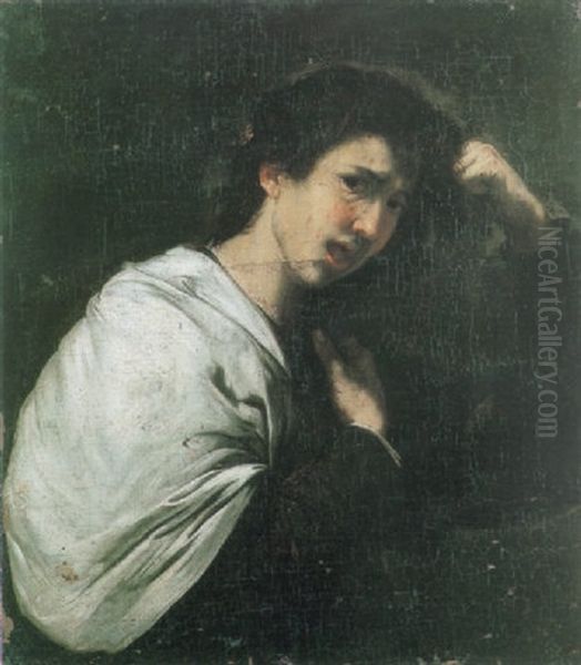 Young Woman Tearing Her Hair Oil Painting by Jusepe de Ribera