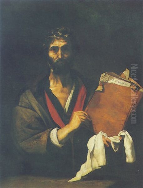 A Greek Philosopher Holding A Book Oil Painting by Jusepe de Ribera