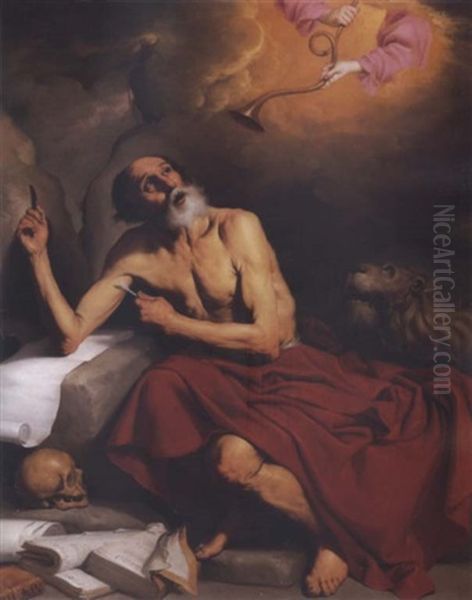 Saint Jerome In The Wilderness Hearing The Trumpet Of The Last Judgment Oil Painting by Jusepe de Ribera