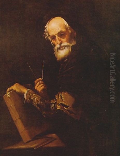 Filosofo Con Compasso Oil Painting by Jusepe de Ribera