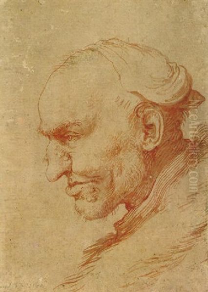 Head Of A Man, Seen In Profile Oil Painting by Jusepe de Ribera