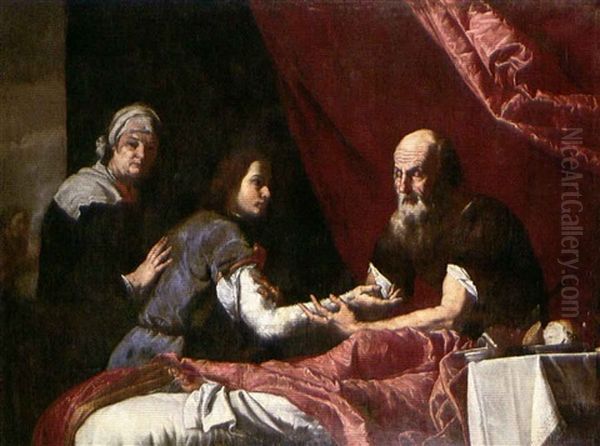 Jacob Stealing Isaac's Blessings Oil Painting by Jusepe de Ribera