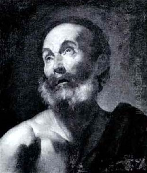 Bearded Male Figure Gazing Upward by Jusepe de Ribera