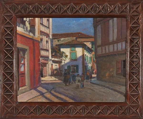 Ciboure, Place De La Tour D'auvergne Oil Painting by Pierre Ribera