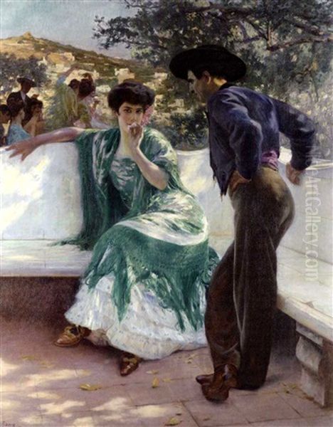 La Conquista (the Conversation) Oil Painting by Pierre Ribera