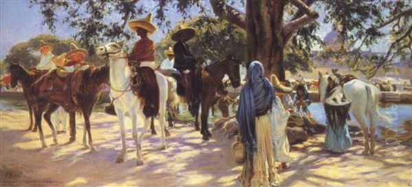 Lejour De Marche A San Gabriel (mexique) Oil Painting by Pierre Ribera