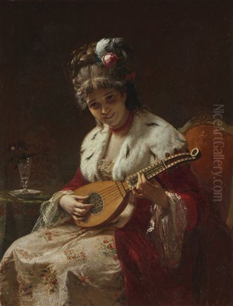 The Cittern Oil Painting by Angelo Ribossi