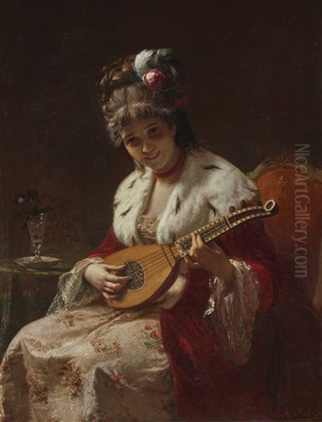 The Cittern Oil Painting by Angelo Ribossi