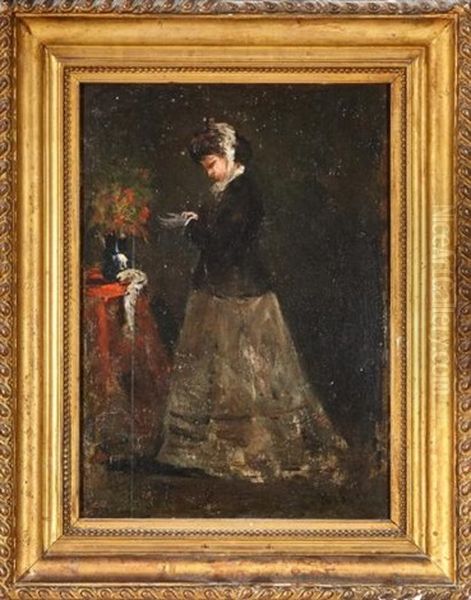 La Femme Au Gant Oil Painting by Germain Theodore Ribot