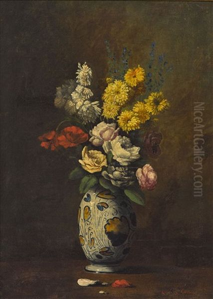 Blumenstillleben Oil Painting by Germain Theodore Ribot