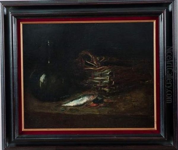 Nature Morte Au Poisson Oil Painting by Germain Theodore Ribot