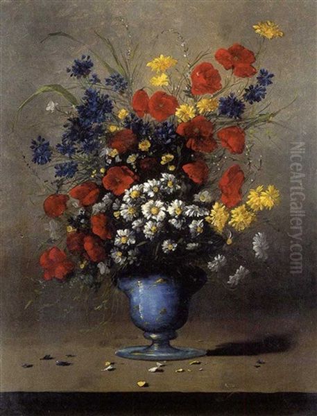 Floral Still Life Oil Painting by Germain Theodore Ribot