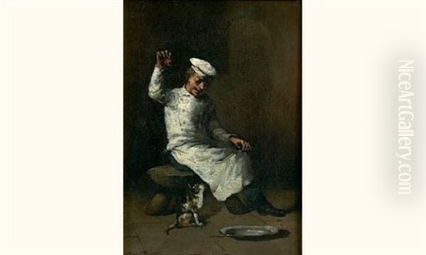 Le Cuisinier Oil Painting by Germain Theodore Ribot