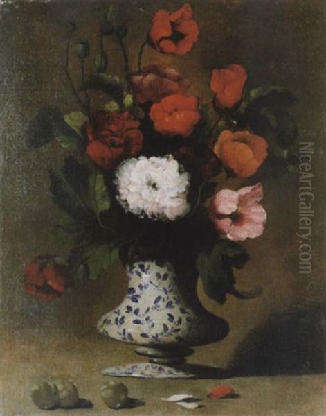 Vase De Fleurs Oil Painting by Germain Theodore Ribot