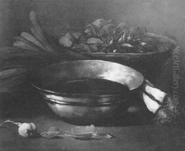 Nature Morte Au Chaudron Oil Painting by Germain Theodore Ribot