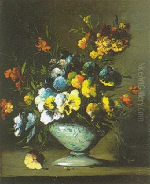 Bouquet De Fleurs Oil Painting by Germain Theodore Ribot