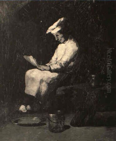 The Cook Oil Painting by Germain Theodore Ribot