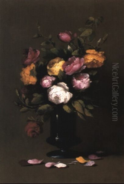 Le Vase De Fleurs Oil Painting by Germain Theodore Ribot