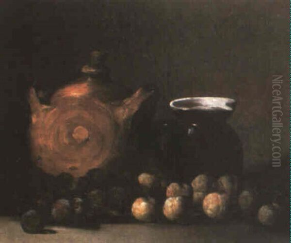 Nature Morte Aux Prunes Oil Painting by Germain Theodore Ribot