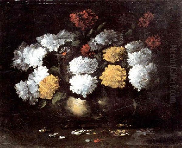 Chrysanthemums Oil Painting by Germain Theodore Ribot