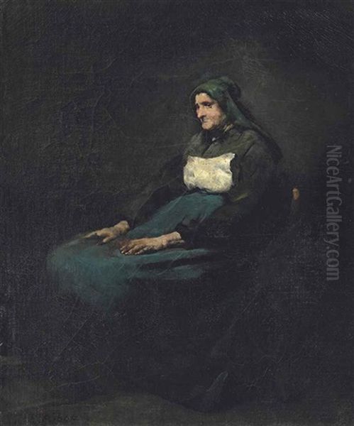 Femme Assise Oil Painting by Theodule Ribot