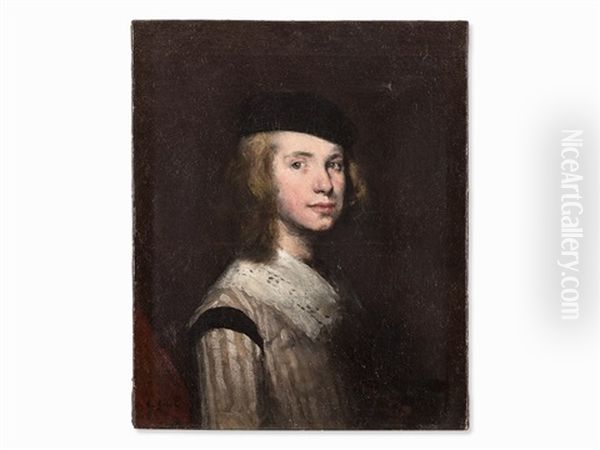 Portrait Of A Boy Oil Painting by Theodule Ribot