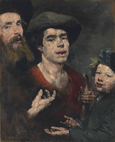 Street Singers: The Three Stages Of Life Oil Painting by Theodule Ribot