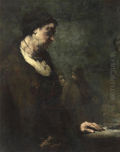 La Comptabilite Oil Painting by Theodule Ribot