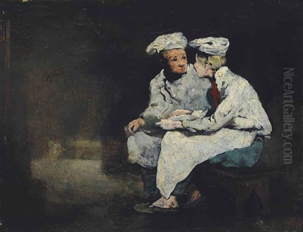 Les Marmitons Oil Painting by Theodule Ribot