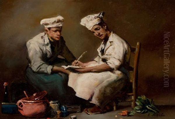 The Recipe Oil Painting by Theodule Ribot