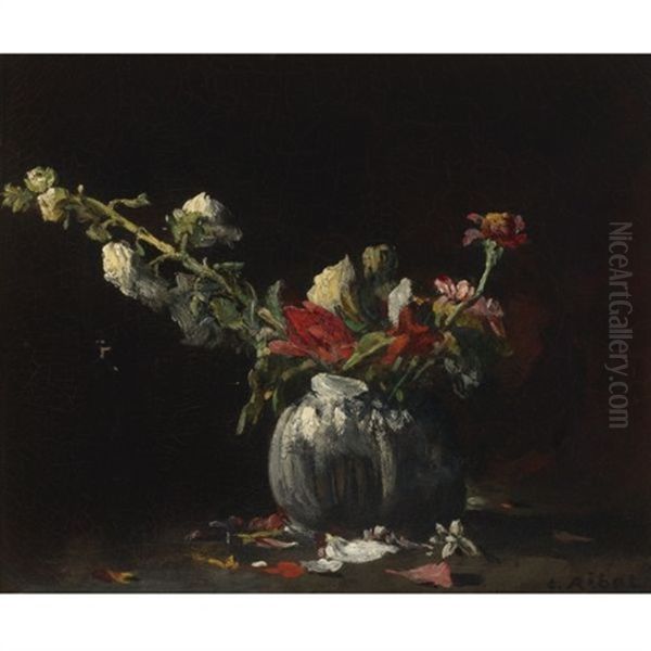 Still Life With Flowers Oil Painting by Theodule Ribot