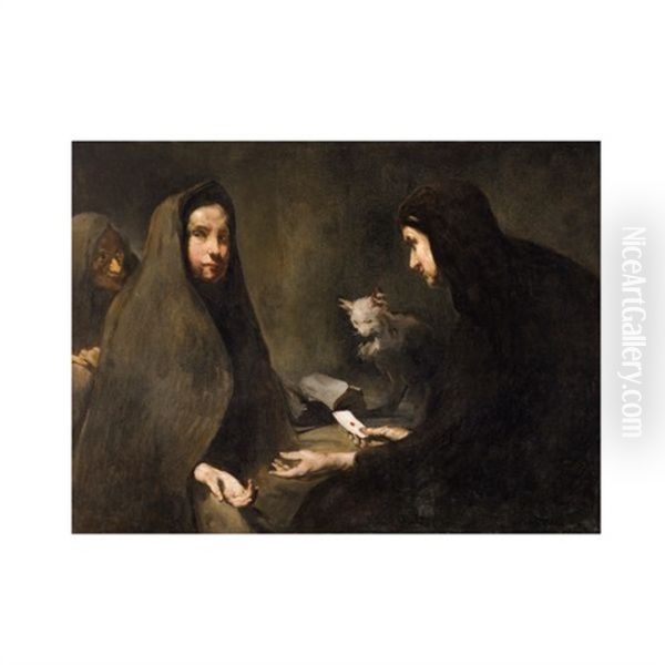 La Tireuse De Cartes Oil Painting by Theodule Ribot