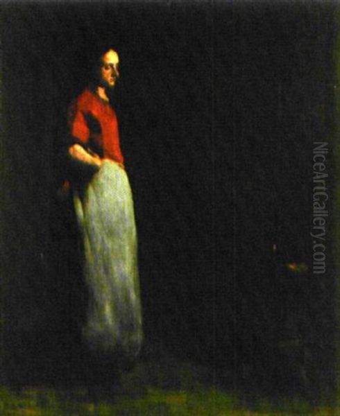 Le Tablier Bleu Oil Painting by Theodule Ribot