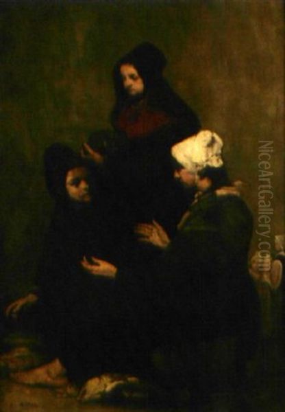 La Marchande De Poissons Oil Painting by Theodule Ribot