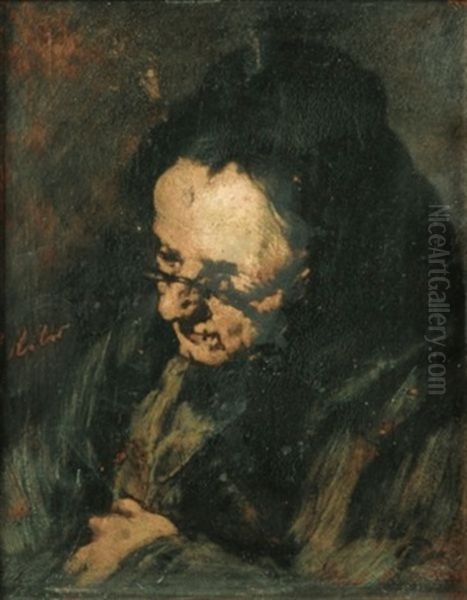 Portrait De La Mere De L'artiste Oil Painting by Theodule Ribot